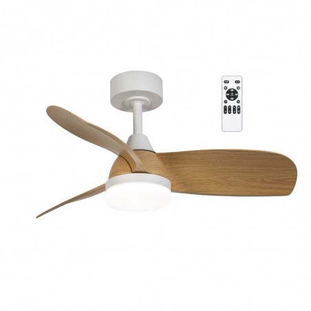 Ventilateur de plafond LED Borse Blanc+Hêtre CCT Dim (18W)