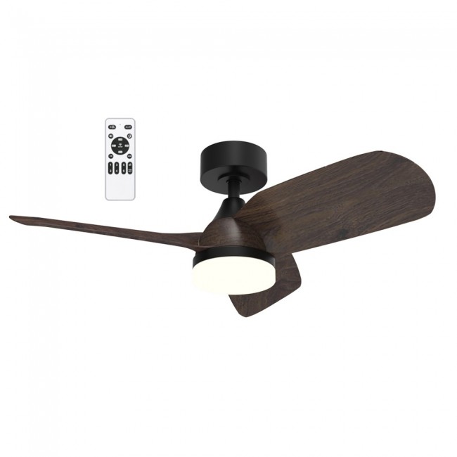 Ventilateur de plafond LED Borse Noir+Chêne CCT Dim (18W)