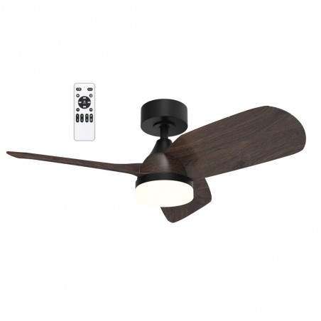Ventilateur de plafond LED Borse Noir+Chêne CCT Dim (18W)
