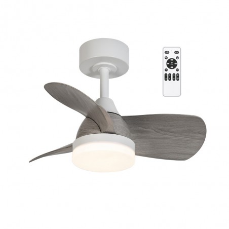 Ventilateur de plafond LED Borse Mini Blanc+Cendre CCT Dim (18W)
