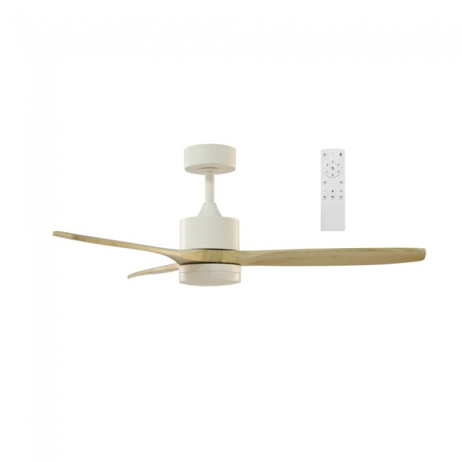 Ventilateur de plafond LED Nare Blanc+Bois CCT (22W)