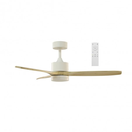 Ventilateur de plafond LED Nare Blanc+Bois CCT (22W)