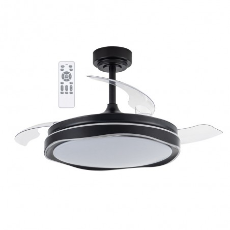 Ventilateur LED pales pliantes Goan Noir CCT Dim (72W)
