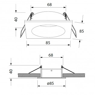 Empotrable de techo para baños Tavira Cuadrado