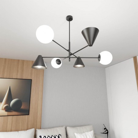 Lámpe de plafond Semra Noir (6 lumieres)