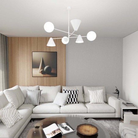 Lámpe de plafond Semra Blanc (6 lumieres)