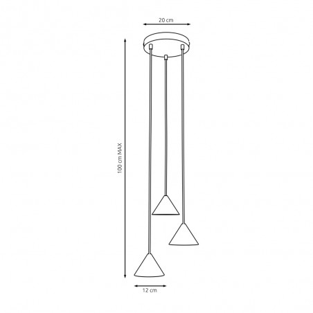 Lámpe a suspension Lout II Or (3 lumieres)