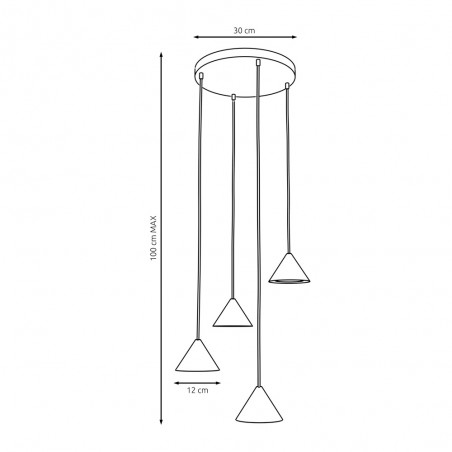 Lámpe a suspension Lout II Or (4 lumieres)