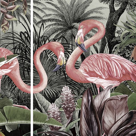 Photographie imprimée Triptyque Flamingos