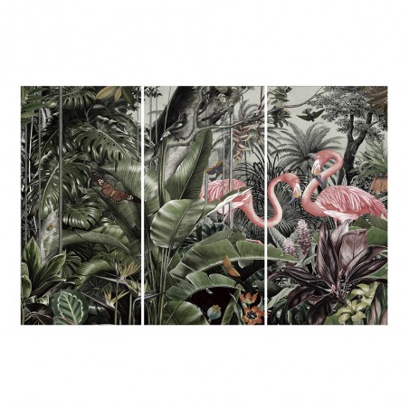 Photographie imprimée Triptyque Flamingos