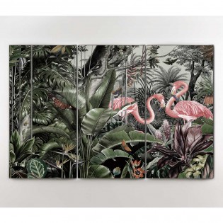 Photographie imprimée Triptyque Flamingos