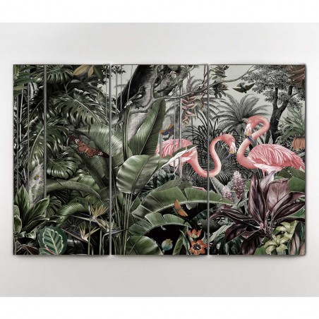 Photographie imprimée Triptyque Flamingos