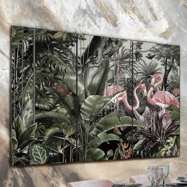 Photographie imprimée Triptyque Flamingos