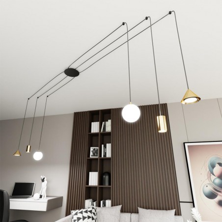 Lámpe de plafond Or Noir (6 lumieres)