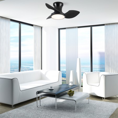 Ventilateur de plafond LED Milfero Noir CCT Dim (20W)