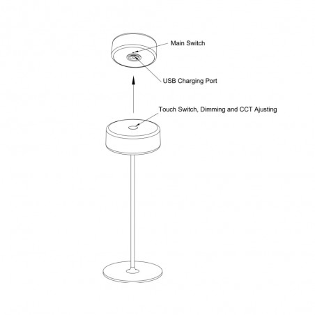 Lampe à poser rechargeable LED AI Collaboration Dim (3W)