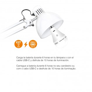 Ampoule LED E27 avec batterie rechargeable CCT Dim (6W)