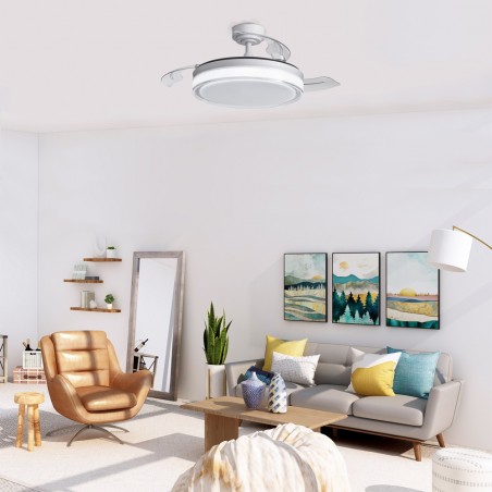 Ventilateur à LED avec pales rétractables Oroel Blanc CCT Dim (72W)