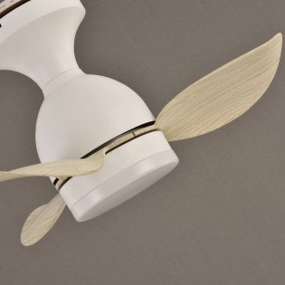 Ventilateur de plafond LED Fonfu Blanc+Bois CCT Dim (20W)