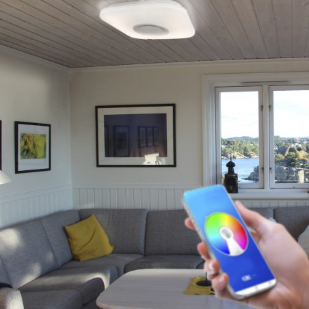 Plafonnier LED avec haut-parleur Smart Carre (36W)
