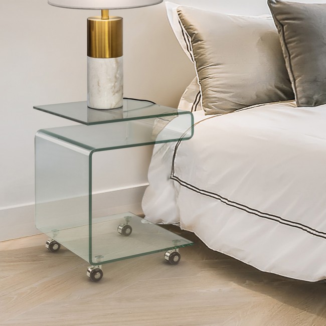 Mesa auxiliar con ruedas Glass
