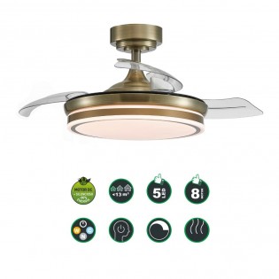 Ventilateur à LED avec pales rétractables Perla Mini Cuir CCT (35W)