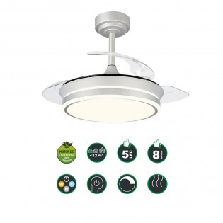 Ventilateur LED pales pliantes Perla Mini Gris CCT Dim (46W)