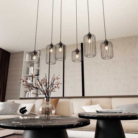 Lámpe de plafond Osmera Noir (6 lumieres)