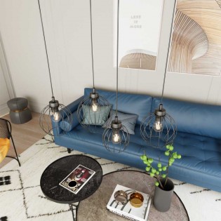 Lámpe de plafond Fersan Noir (4 lumieres)