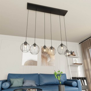 Lámpe de plafond Fersan Noir (6 lumieres)