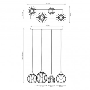 Lámpe de plafond Fersan Or (4 lumieres)