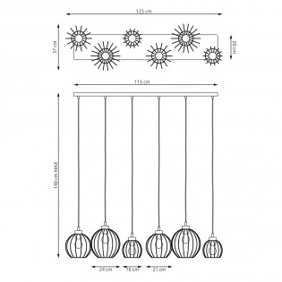 Lámpe de plafond Fersan Or (6 lumieres)