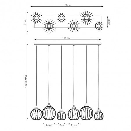 Lámpe de plafond Fersan Or (6 lumieres)