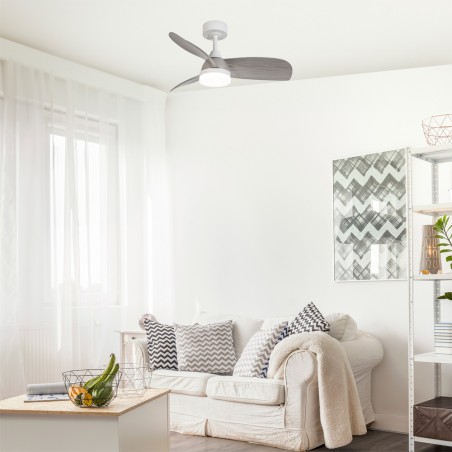 Ventilateur de plafond LED Borse Blanc+Cendré CCT Dim (18W)
