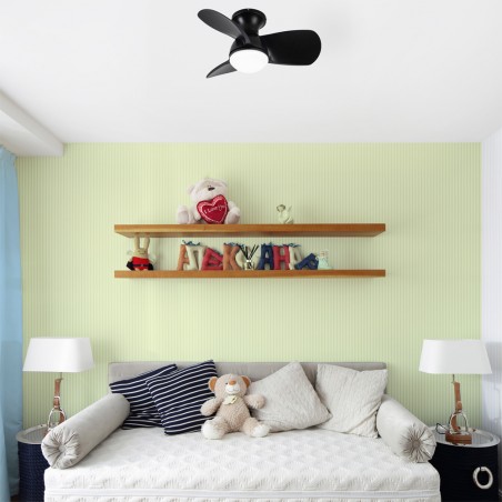 Ventilateur de plafond LED Mancado Noir CCT Dim (20W)