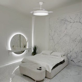 Ventilateur LED pales pliantes Surpino Blanc CCT Dim (45W)