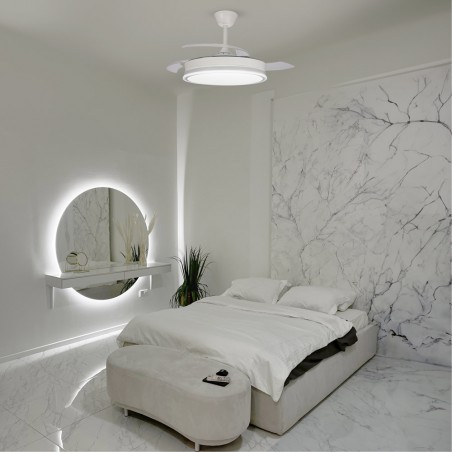 Ventilateur LED pales pliantes Surpino Blanc CCT Dim (45W)