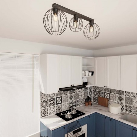 Réglette de plafond Indo Noir (3 lumieres)