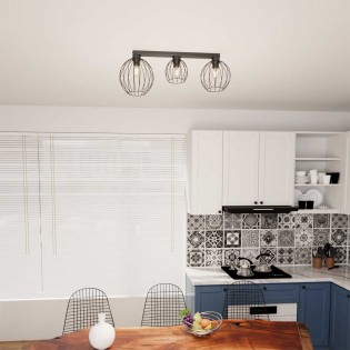 Réglette de plafond Indo Noir (3 lumieres)