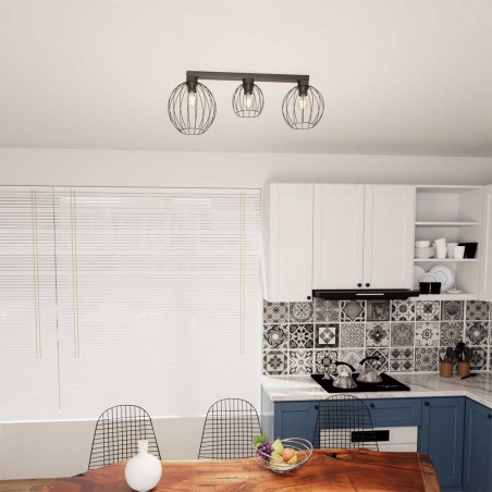 Réglette de plafond Indo Noir (3 lumieres)