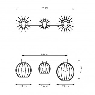 Réglette de plafond Indo Or (3 lumieres)