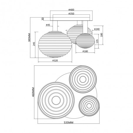 Plafonnier Reels (3 lumieres)