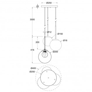 Lampe de plafond Basic Form Transparent (3 lumieres)