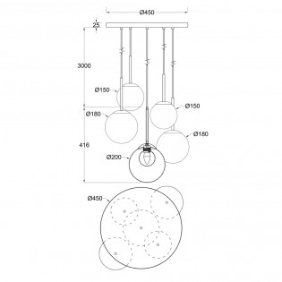 Lampe de plafond Basic Form Transparent (5 lumieres)