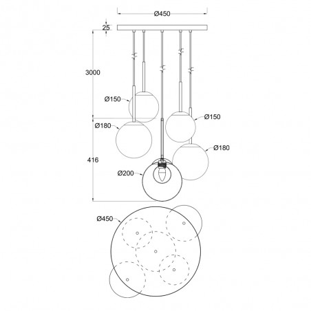 Lampe de plafond Basic Form Transparent (5 lumieres)