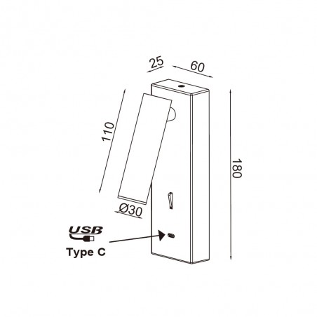 Aplique lector LED con interruptor Tarifa III (3W)