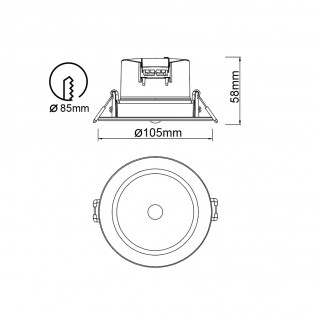 Empotrable LED con sensor PIR Yucatan CCT (6.5W)