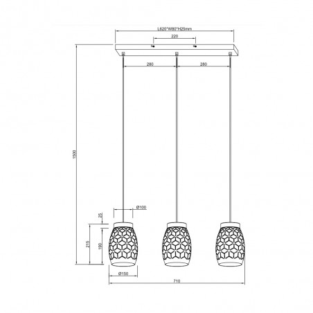 Lampe de plafond Bidar (3 lumieres)