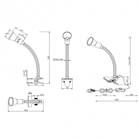 Lampe de bureau avec clip Flexo