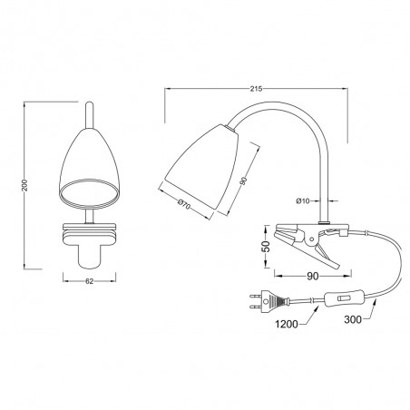 Lampe de bureau avec clip Wanda